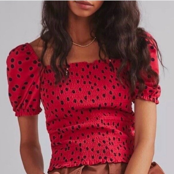 dolan Tops - Anthropologie Dolan brand red polkadot cropped blouse in great condition…​​​​​